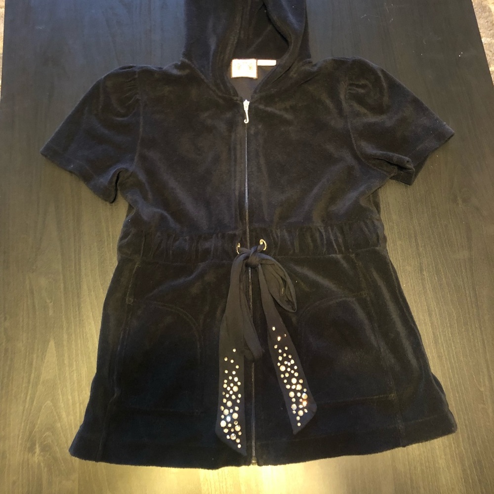 Juicy Couture Black Short-Sleeve Zip-Up